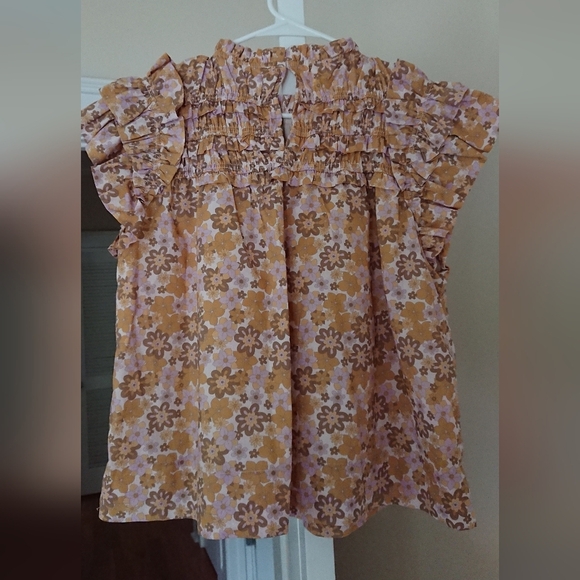 AUREUM Smocked Ruffled floral Blouse size M - Picture 3 of 12